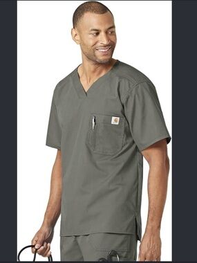 Carhartt Olive Green Scrubs Pocket Top Size‎ XL